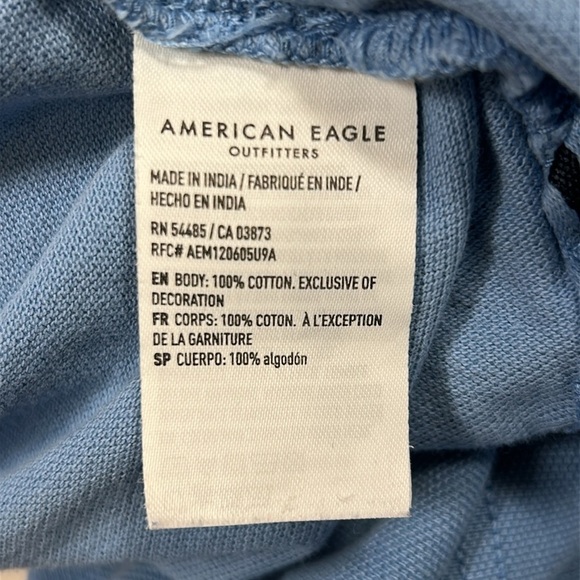American Eagle Men's Super Soft Standard Fit Light Blue Pique SS Polo Shirt XXL - Picture 5 of 7